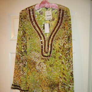 ADRIENNE VITTADINI LORIENT Glacier White Multi, Bling Top Size: XL NWT